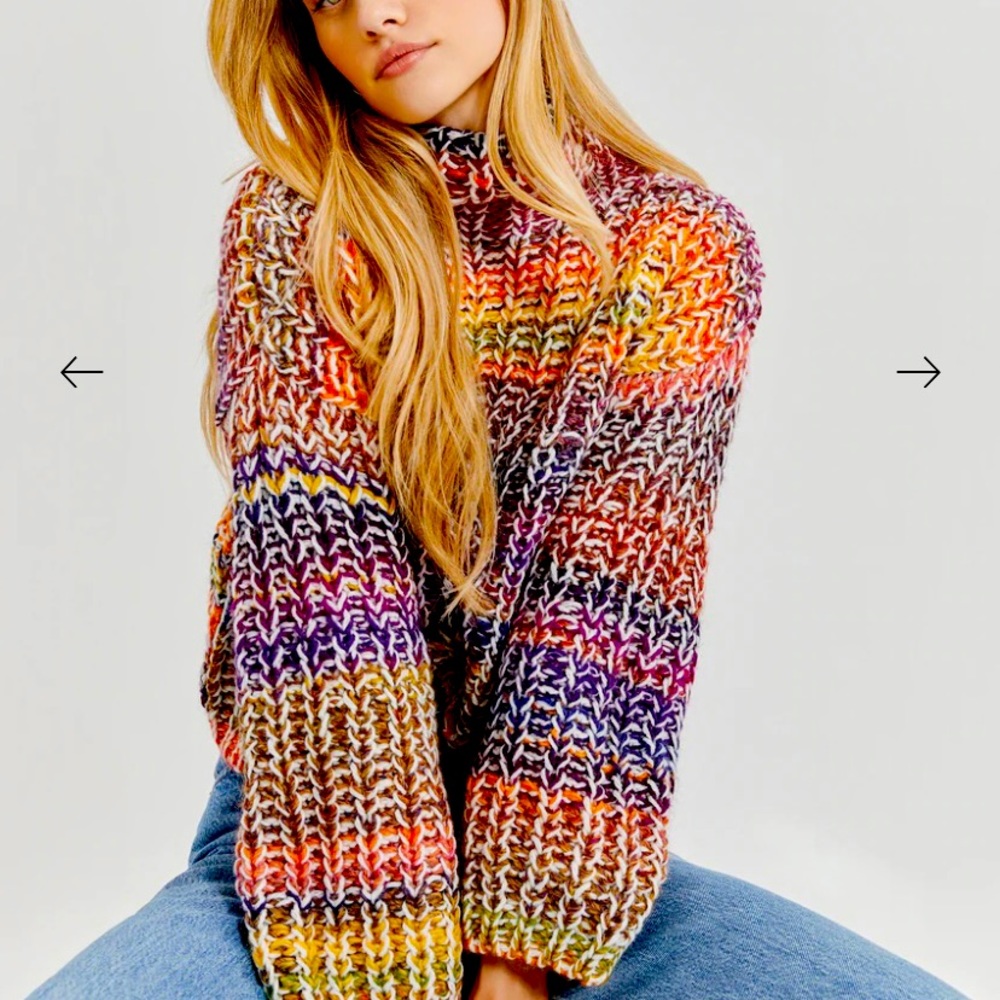Something Navy Rainbow turtleneck